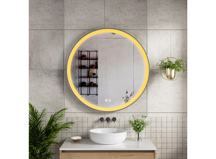 Badkamerspiegel met LED en verwarming - Rond - Ø80cm