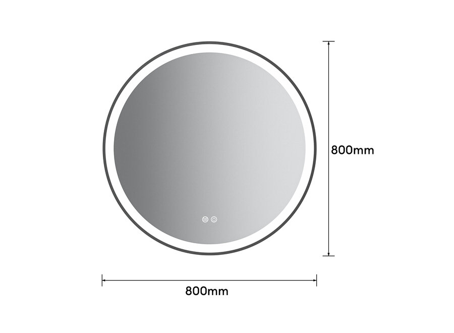 Badkamerspiegel met LED en verwarming - Rond - Ø80cm