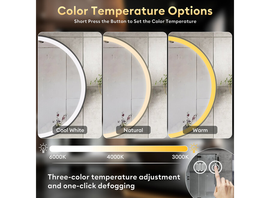 Badkamerspiegel met LED en verwarming - Rond - Ø80cm