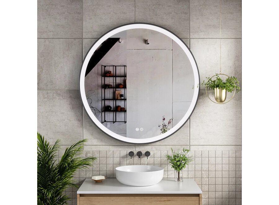 Badkamerspiegel met LED en verwarming - Rond - Ø90cm