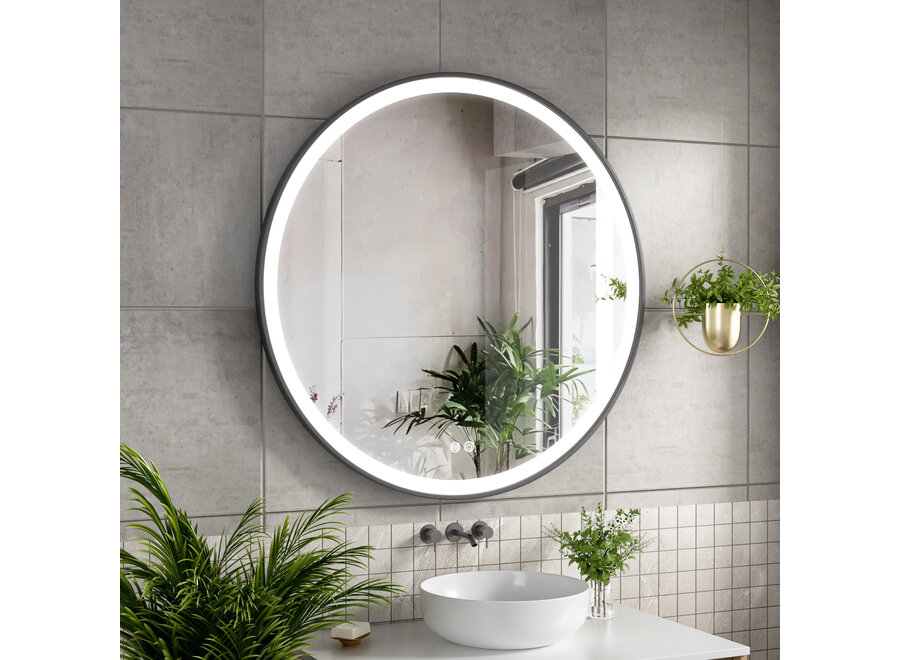 Badkamerspiegel met LED en verwarming - Rond - Ø90cm