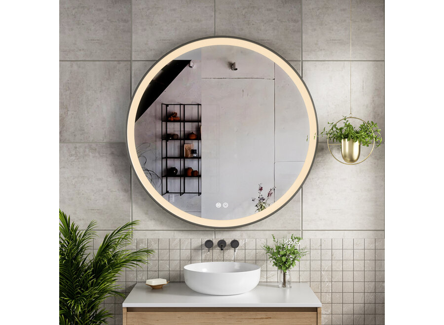 Badkamerspiegel met LED en verwarming - Rond - Ø90cm