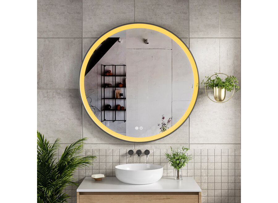 Badkamerspiegel met LED en verwarming - Rond - Ø90cm