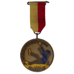 Officiële Kielegat® medaille 1990 motto "we zitte op 'ne goeje waaj"