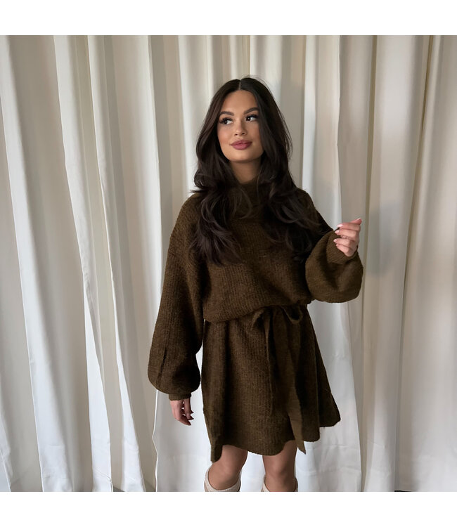 Yuna knit jurk bruin