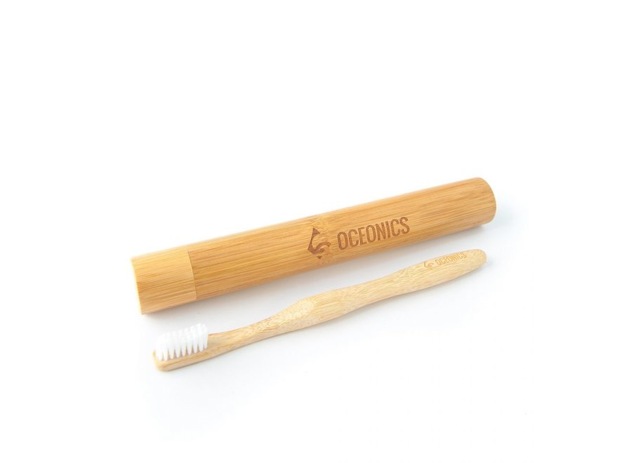 Combi-set: bamboe tandenborstel en -koker