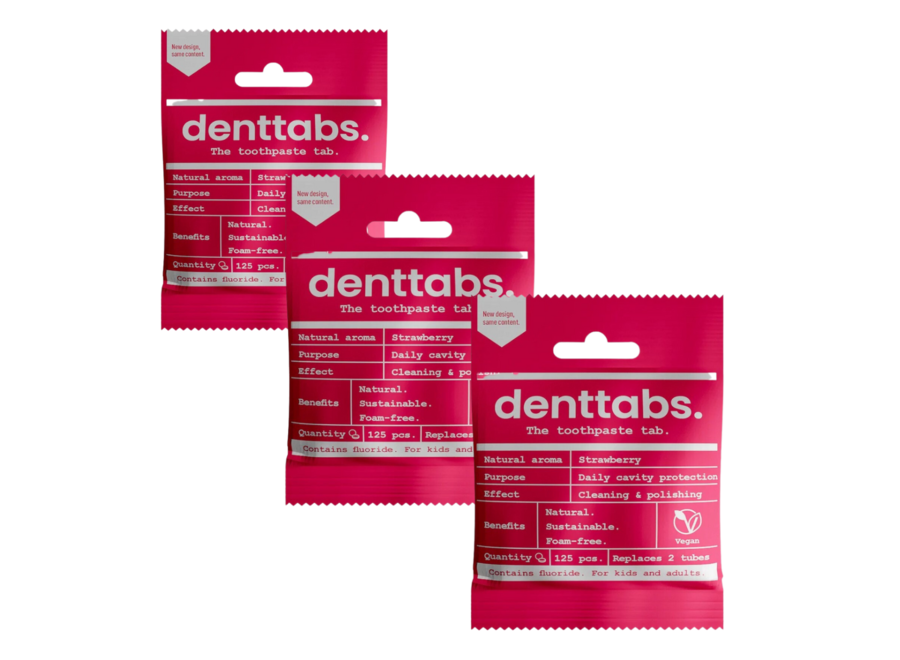 Denttabs aardbei met fluoride