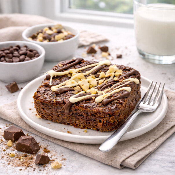 Fit Bakery Eiwitrijke Brownie met Melk & Witte Chocolade en Nootjes – Eiwitrijke Snack (16g Eiwit)