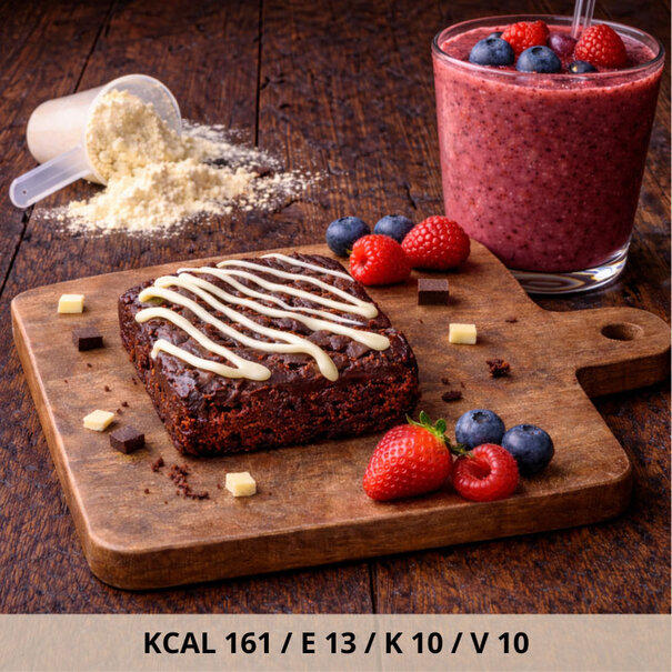 Fit Bakery Eiwitrijke Brownie met Witte Chocolade Topping – Eiwitrijk Tussendoortje (15g Eiwit)