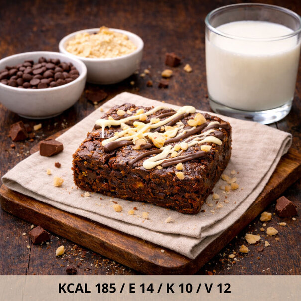 Fit Bakery Eiwitrijke Brownie met Melk & Witte Chocolade en Nootjes – Eiwitrijke Snack (16g Eiwit)