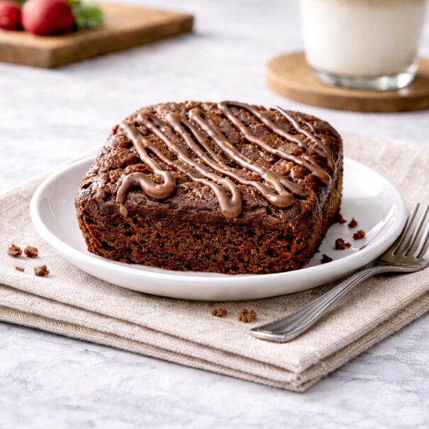 Fit Bakery Eiwitrijke Brownie met Melk Chocolade Topping – Gezonde Eiwit Snack (15g Eiwit)