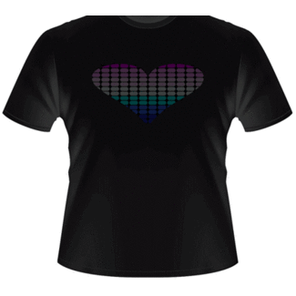 LED T-shirt Equalizer - Zwart - RGB Hartje