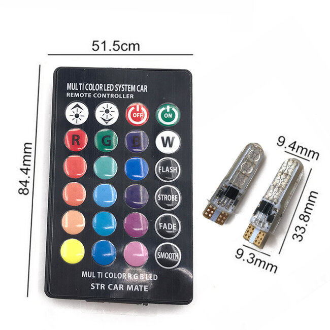 LED Autoverlichting Set - T10 - RGB