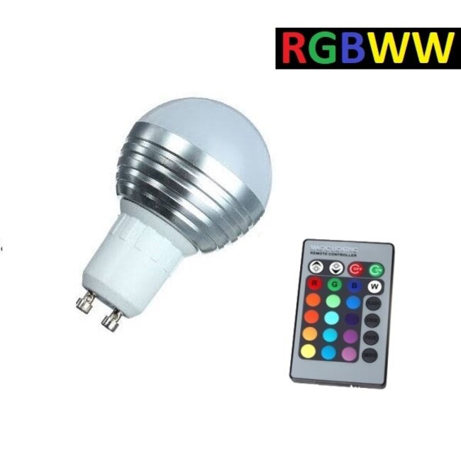 LED Bollamp RGB + Warm Wit - 5 Watt - GU10