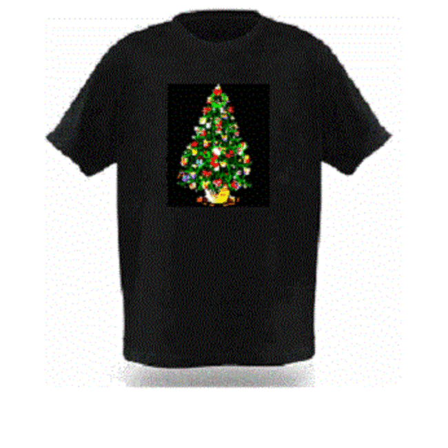 LED Shirt Lange Mouw - Zwart - Kerstboom