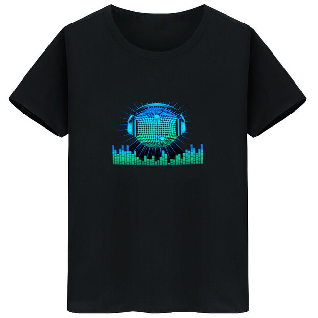 LED T-shirt Equalizer - Zwart - Koptelefoon Bal