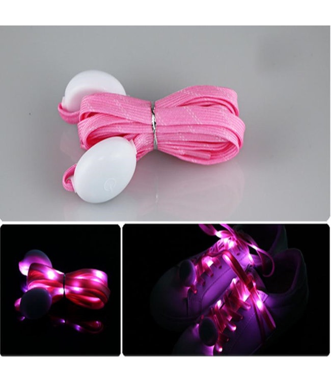 Lichtgevende  Nylon Veters - LED - Roze
