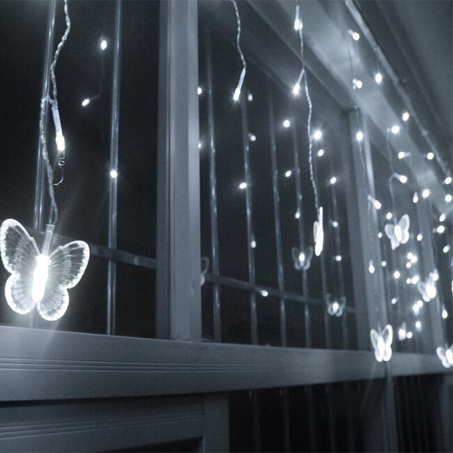 Lichtgevend Vlinder Gordijn - 4 Meter - Koel Wit