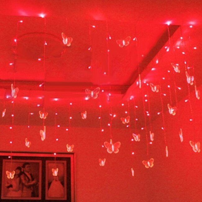 Lichtgevend Vlinder Gordijn - 2 Meter - Rood