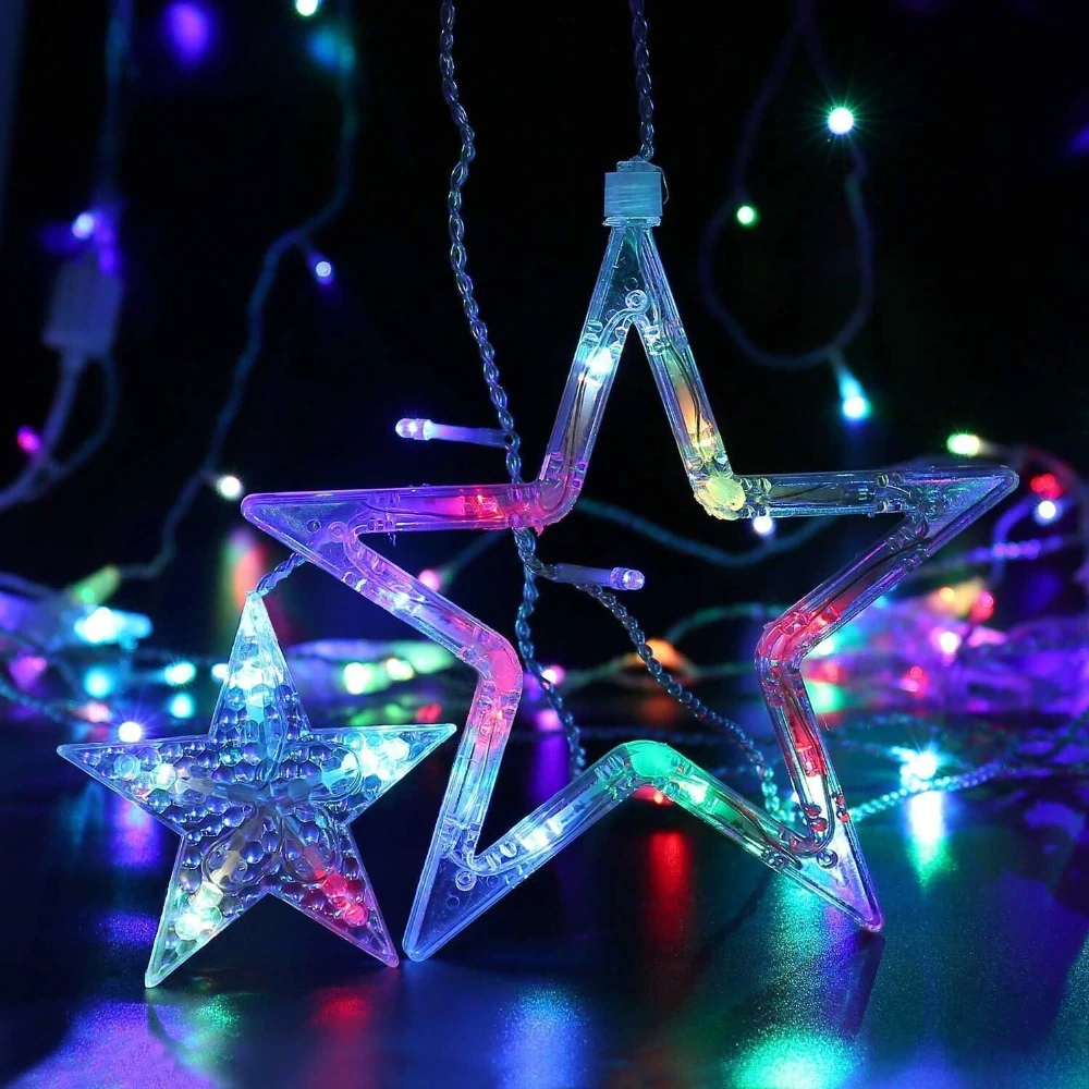 Kerst Gordijn Ster 2 Meter Blauw Wantohave