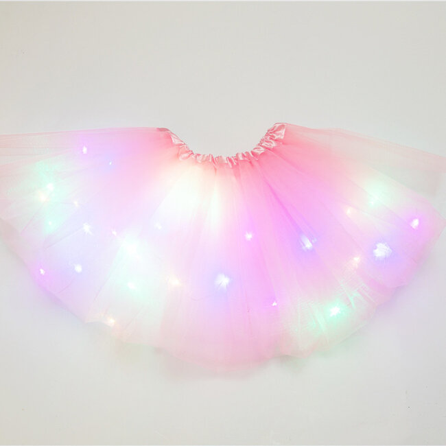 LED Rokje / Tutu - Groot - Licht Roze - Met Gekleurde RGB Verlichting