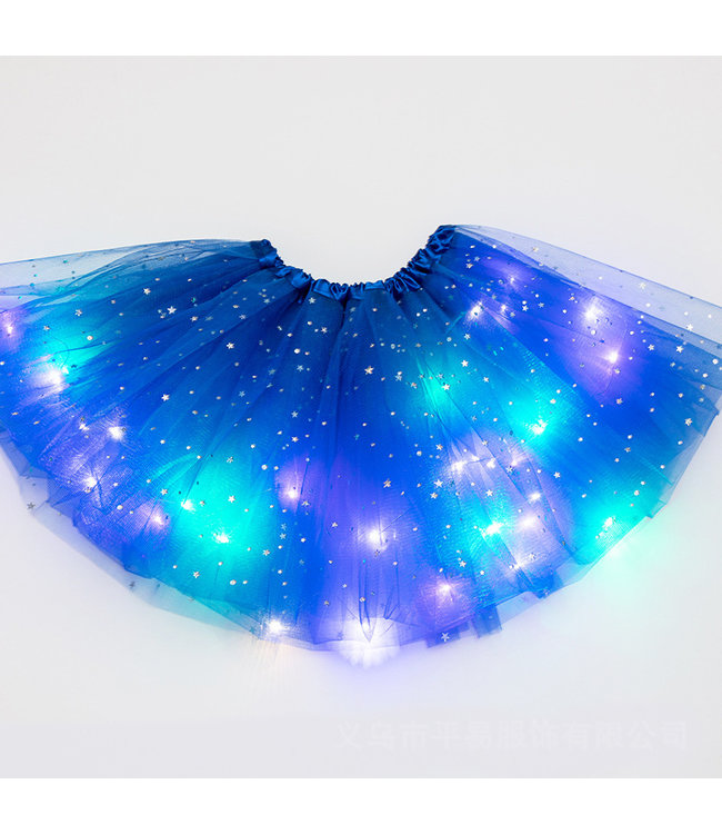 LED Rokje / Tutu - Groot - Blauw - Met Gekleurde RGB Verlichting