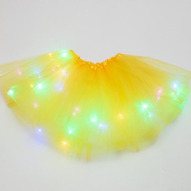 LED Rokje / Tutu - Groot  - Geel - Met Gekleurde RGB Verlichting