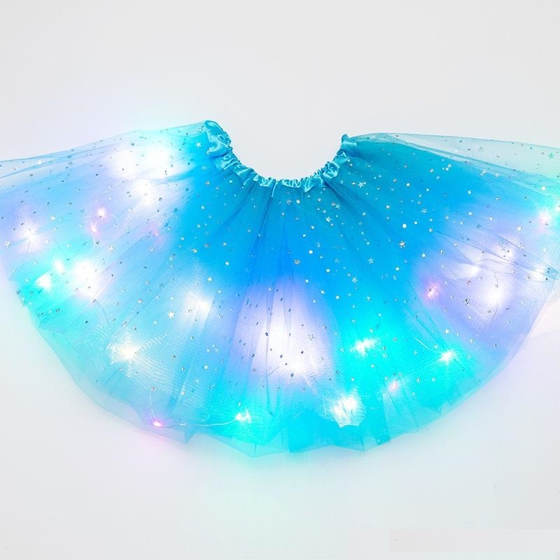 LED Rokje / Tutu - Groot - Licht Blauw - Met Gekleurde RGB Verlichting