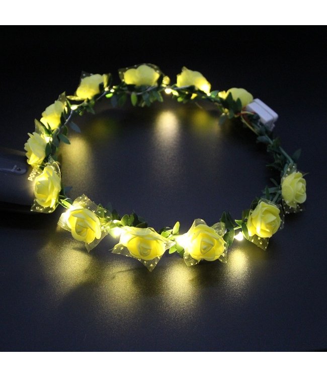 Lichtgevende Tiara / Haarband - LED - Roos - Geel