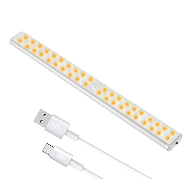 LED Kastverlichting Met Bewegingssensor - 30 cm - USB - Warm Wit