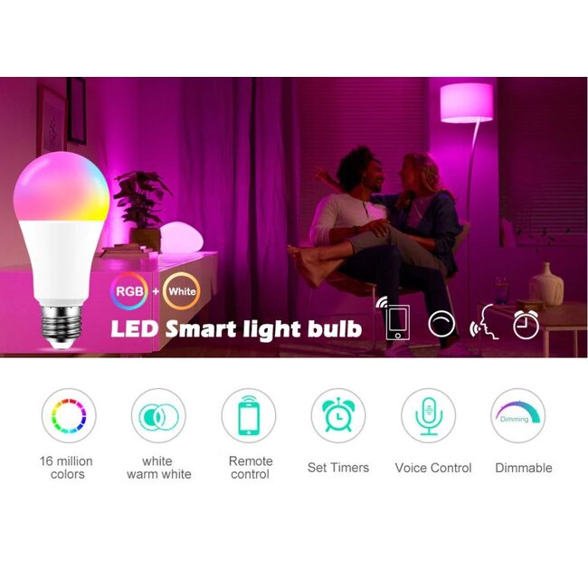 Slimme Lamp RGB+CCT - E27 - 7 Watt - Multifunctioneel - LED
