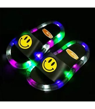 LED Slippers Smiley - Zwart