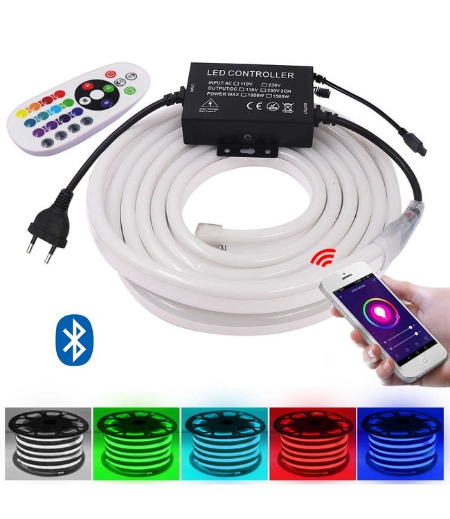 LED Strip Neon - RGB - 10 Meter - Waterdicht - Bluetooth
