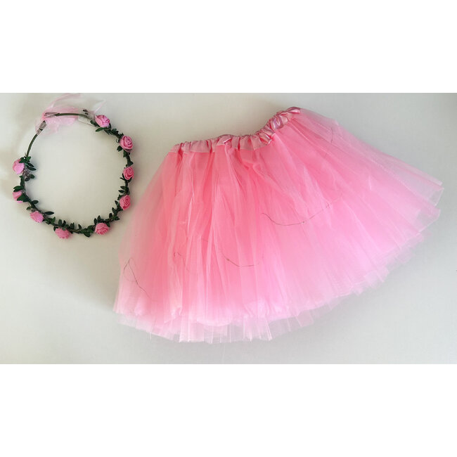 Led Rokje Mini / Tutu + Tiara Setje - Lichtroze