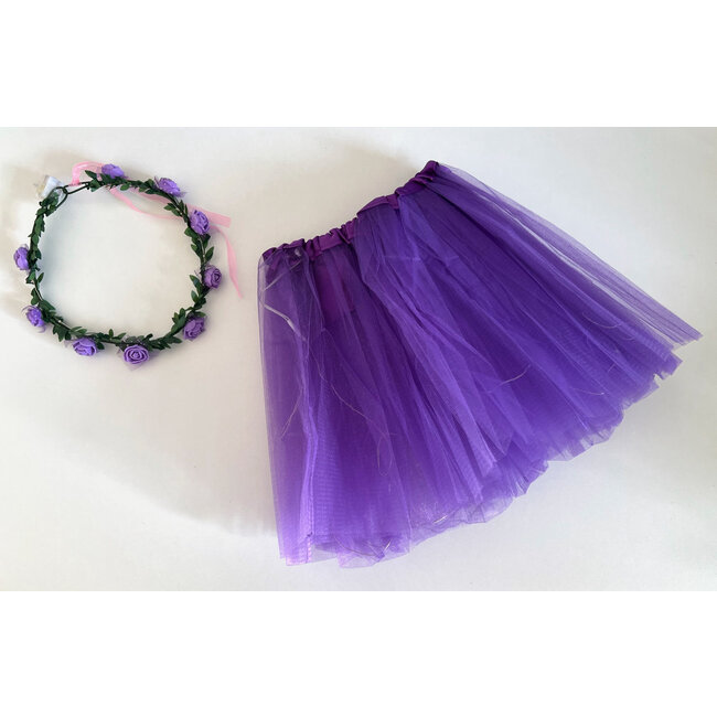 LED Rokje/Tutu en Tiara Mini Set - Paars