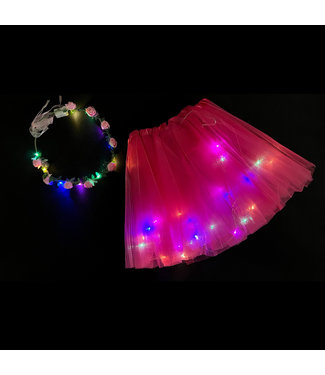 LED Rokje/Tutu en Tiara Mini Set - Roze