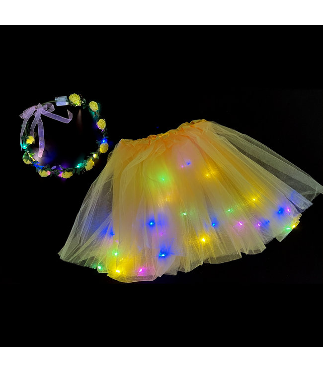 LED Rokje/Tutu en Tiara Mini Set - Geel