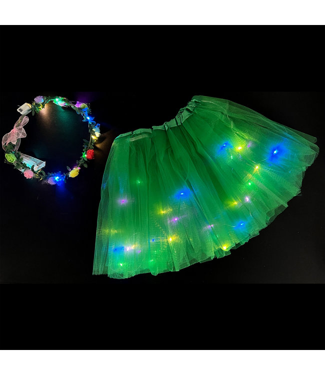 LED Rokje/Tutu en Tiara Mini Set - Groen