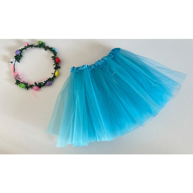 LED Rokje/Tutu en Tiara Mini Set - Lichtblauw
