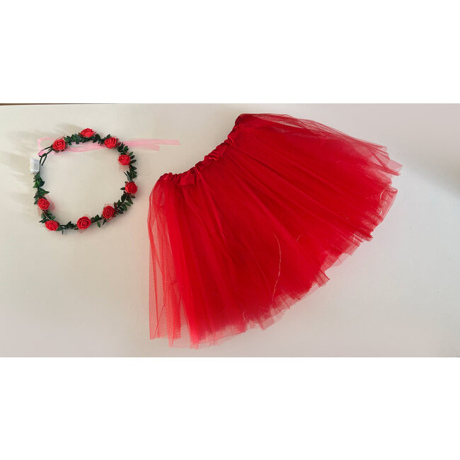 LED Rokje/Tutu en Tiara Mini Set - Rood