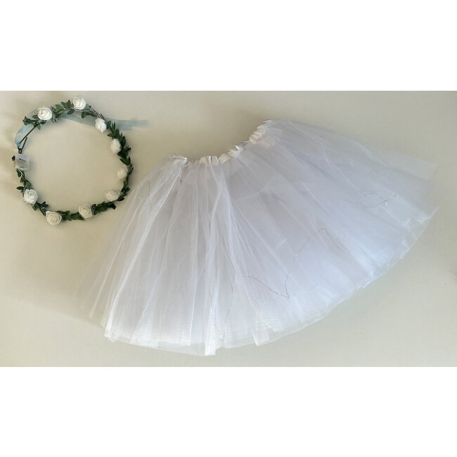LED Rokje/Tutu en Tiara Mini Set - Wit