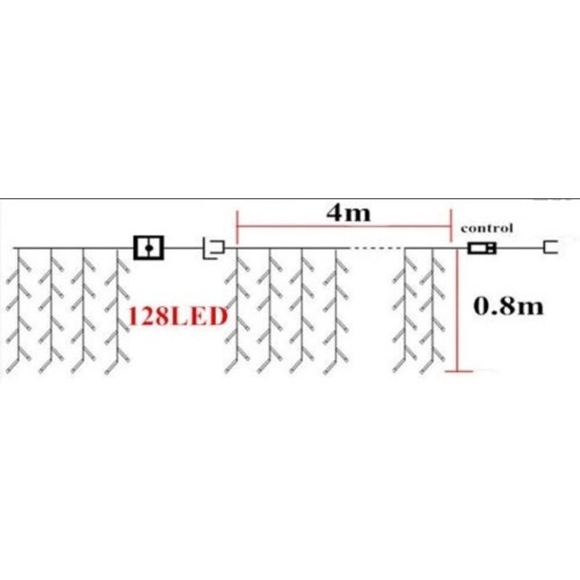 Kerstverlichting Gordijn 4 x 0,8 Meter - Koel Wit - Voor Buiten