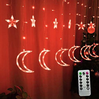 Kerst Gordijn Maan 3.5 x 1.0 Meter - Rood