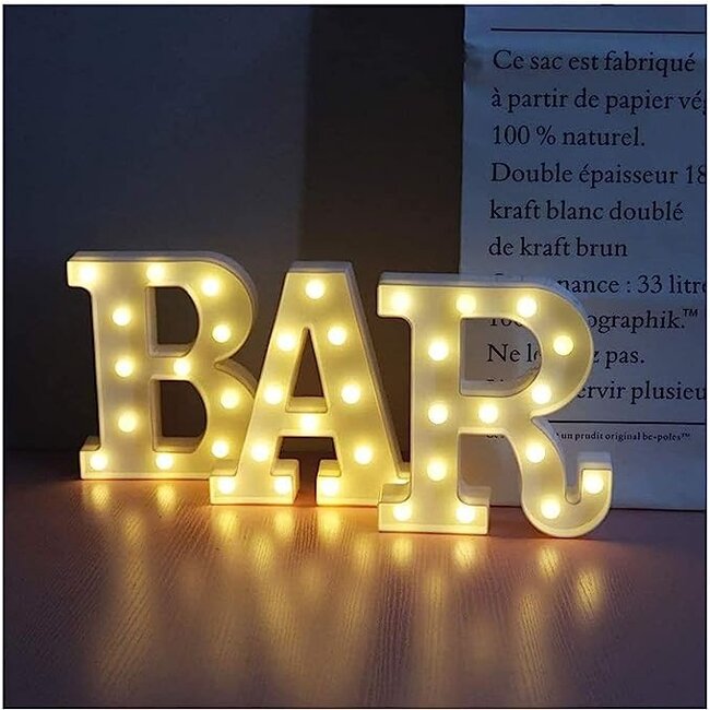 Lichtgevende Letters BAR - 16 cm - Wit - LED