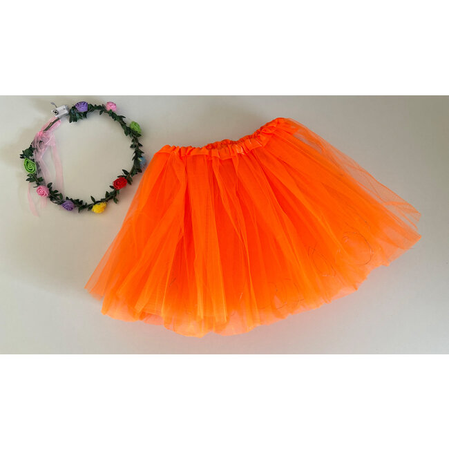 LED Rokje/Tutu en Tiara Groot Set - Oranje