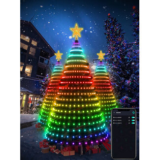 MagicGlow Slimme Kerstboomverlichting Net - RGB Kleuren, Bluetooth en App