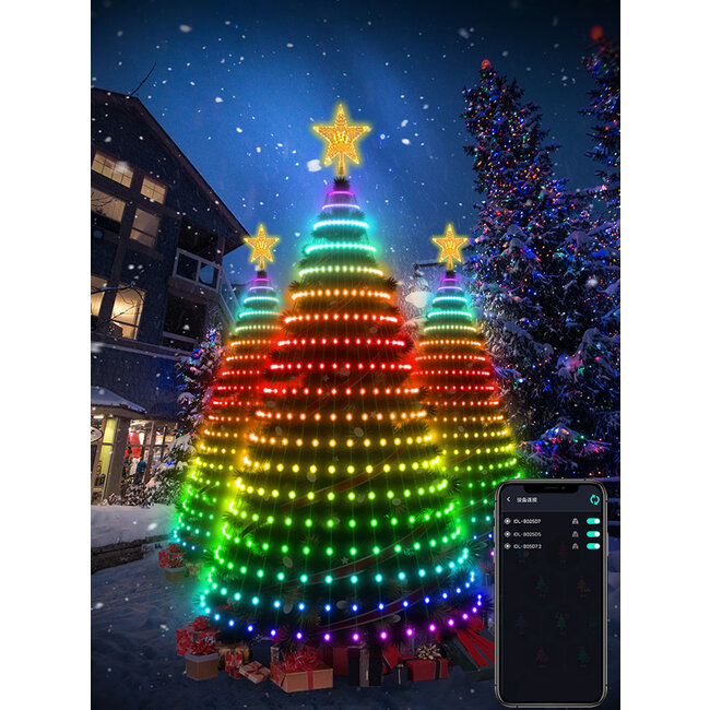 MagicGlow Slimme Kerstboomverlichting Net - RGB Kleuren, Bluetooth en App
