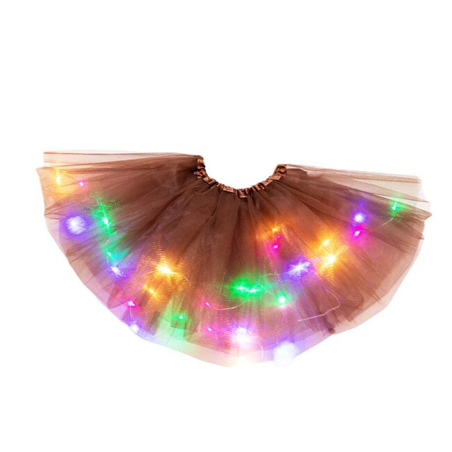 LED - Rokje - Tutu - Groot - Bruin - Met Gekleurde RGB Verlichting