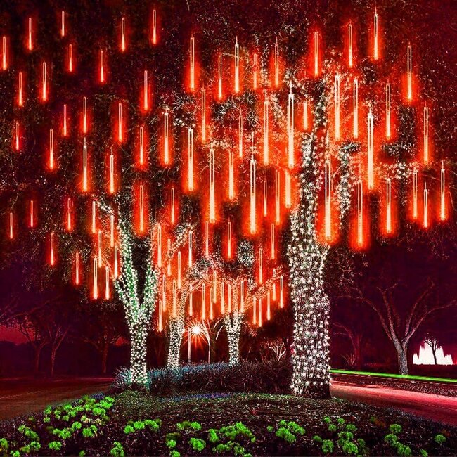 Kerstverlichting Druppels met Stekker - LED Meteoorregen - Rood