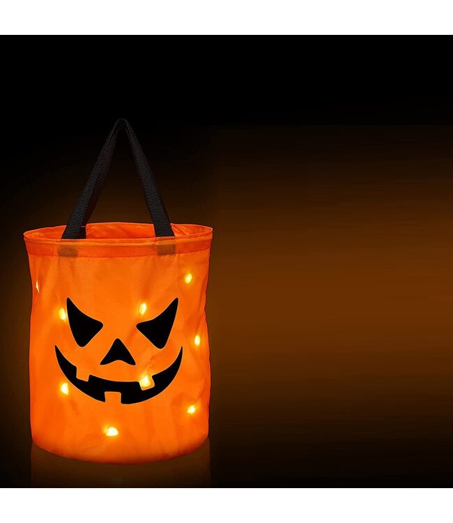 Halloween Mandje Met Lichtjes - Pompoen - Met LED verlichting